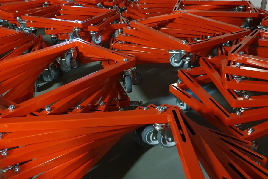 Verrijdbare onderstellen t.b.v. draadmanden